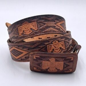 Thunderbird EAGLE Belt Brown Genuine LEATHER Mens Chambers 39" ~ Made in the USA